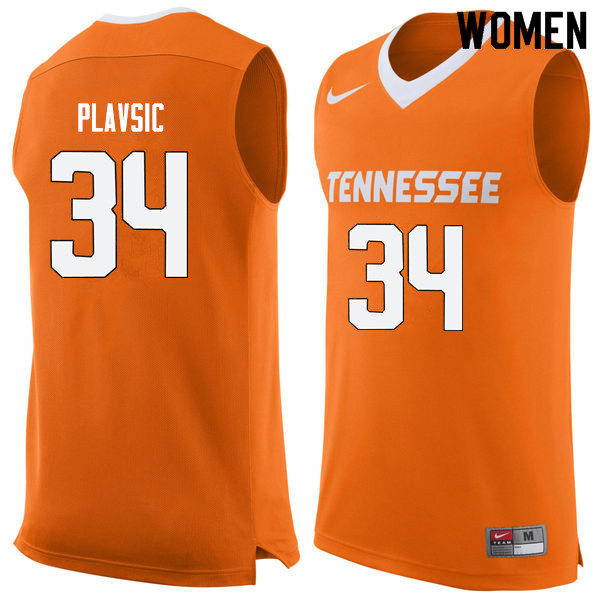 Women #34 Uros Plavsic Tennessee Volunteers College Basketball Jerseys Sale-Orange